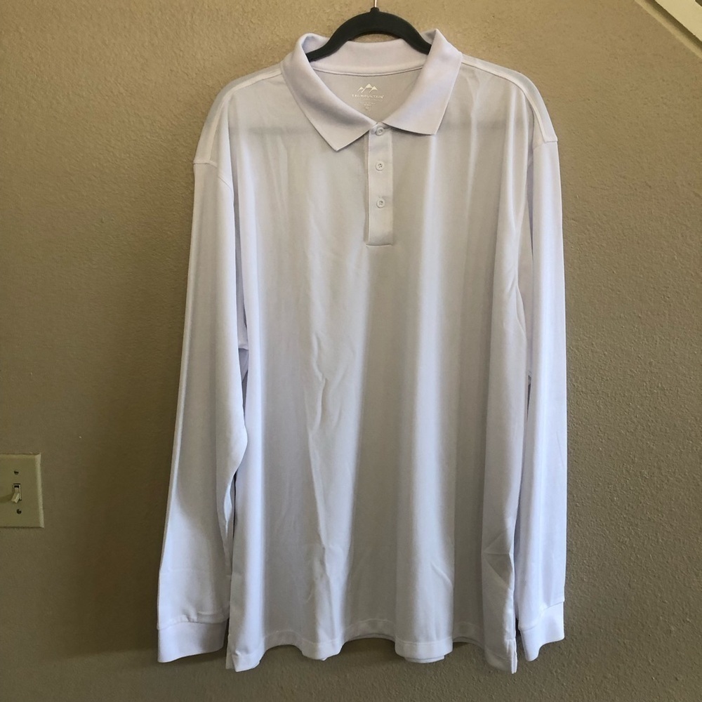 Tri-Mountain Performance Mens White Vital Long Sleeve Polo Shirt Size 2XL